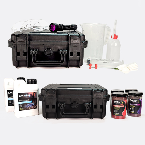 Kit traçage et détection de fuite  - 4 couleurs + 2 incolores- PACK PRO LAMPE  UV 6 W