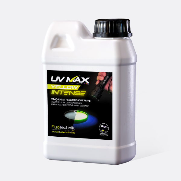 Traceur pour détection de fuite et test d'étanchéité liquide - fluorescent incolore - UV MAX YELLOW INTENSE