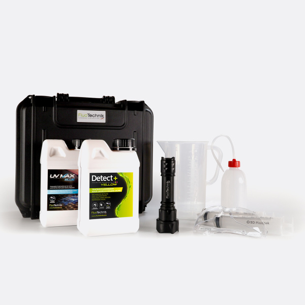 Kit traçage et détection de fuites liquide fluorescent - PACK ESSENTIEL UV MAX BLUE ET DETECT + YELLOW