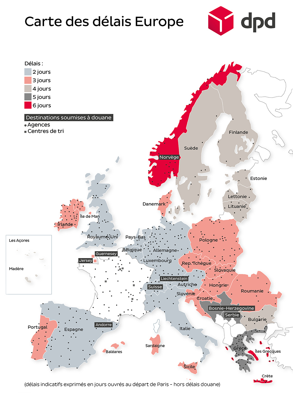 Carte de l'Europe, avril 2018