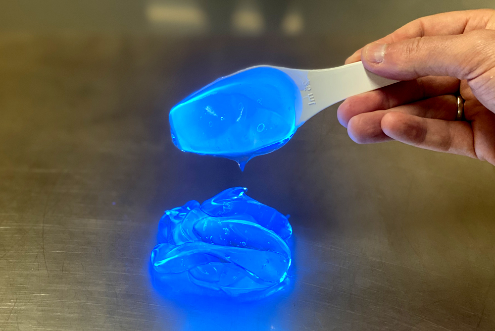 Ambiente de gel azul UV Fluotechnik