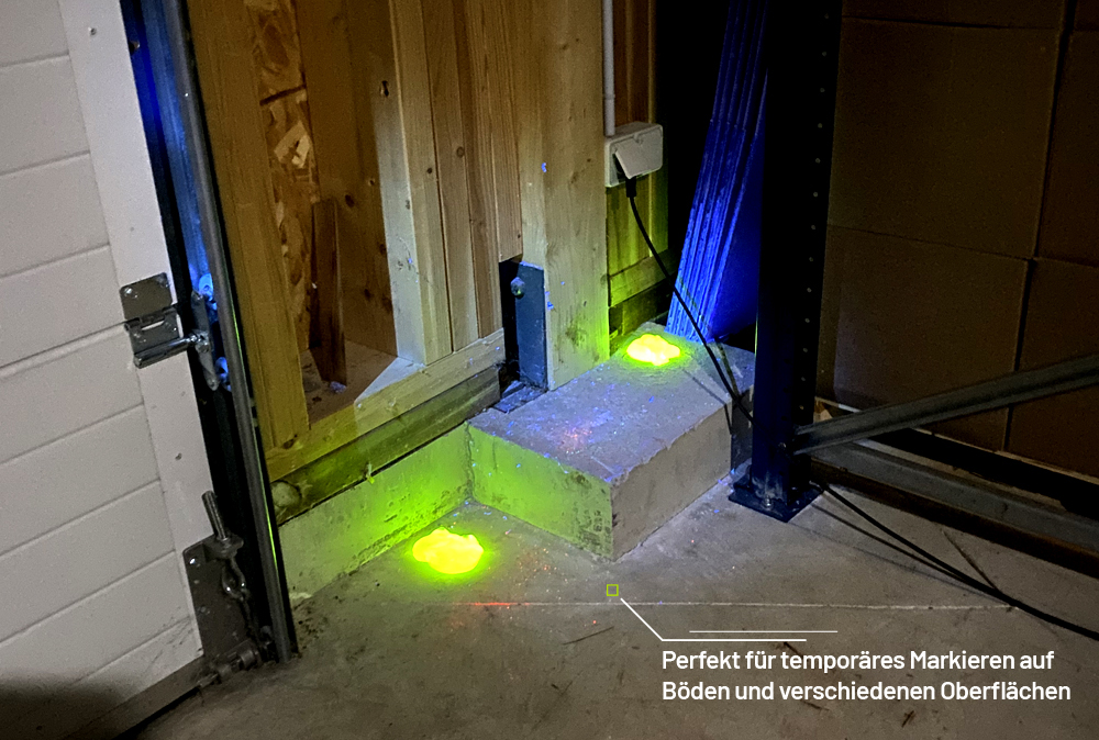 UV-Gel für temporäre Markierungen auf Böden und verschiedenen Oberflächen Fluotechnik